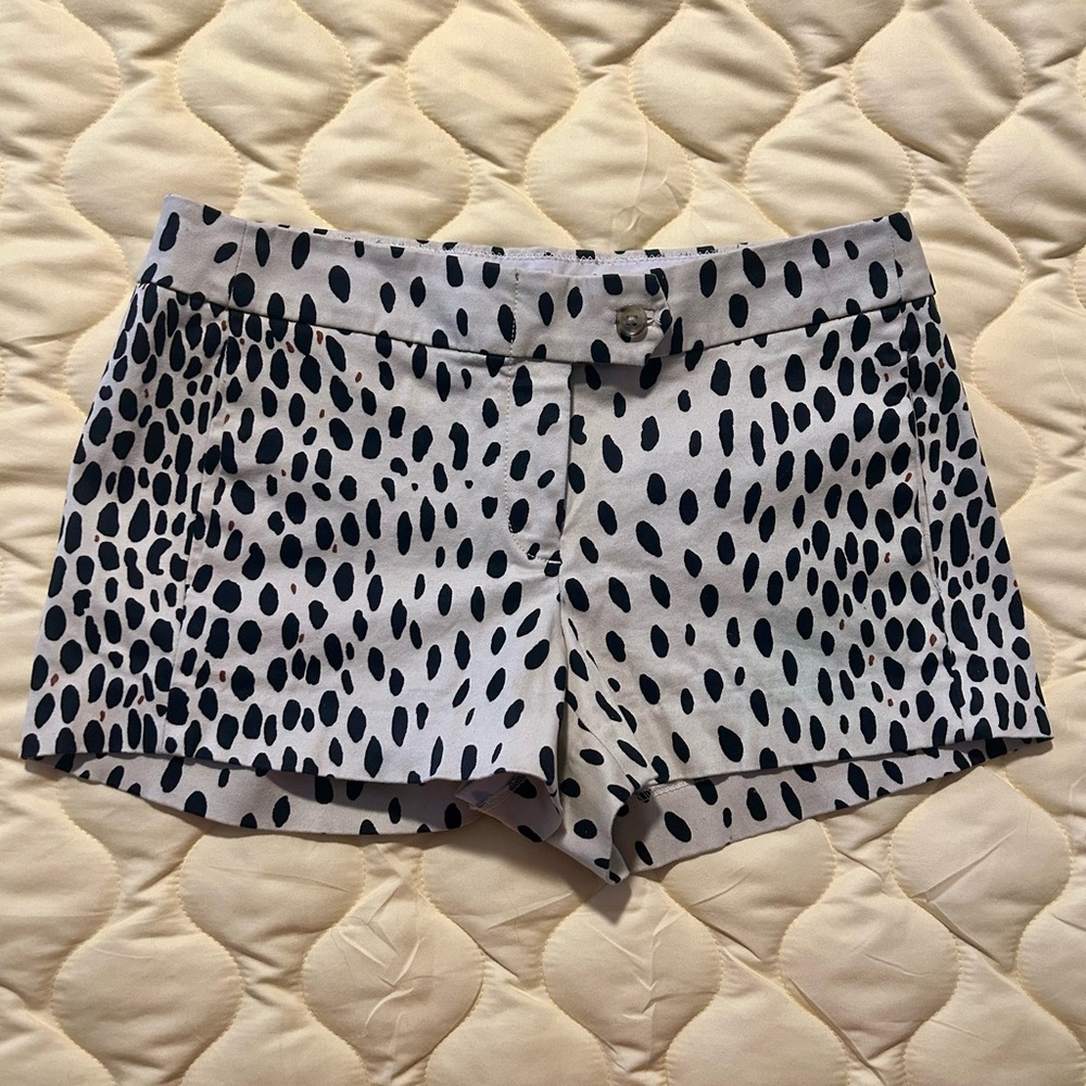J. Crew Cream Shorts with Black Spot Print